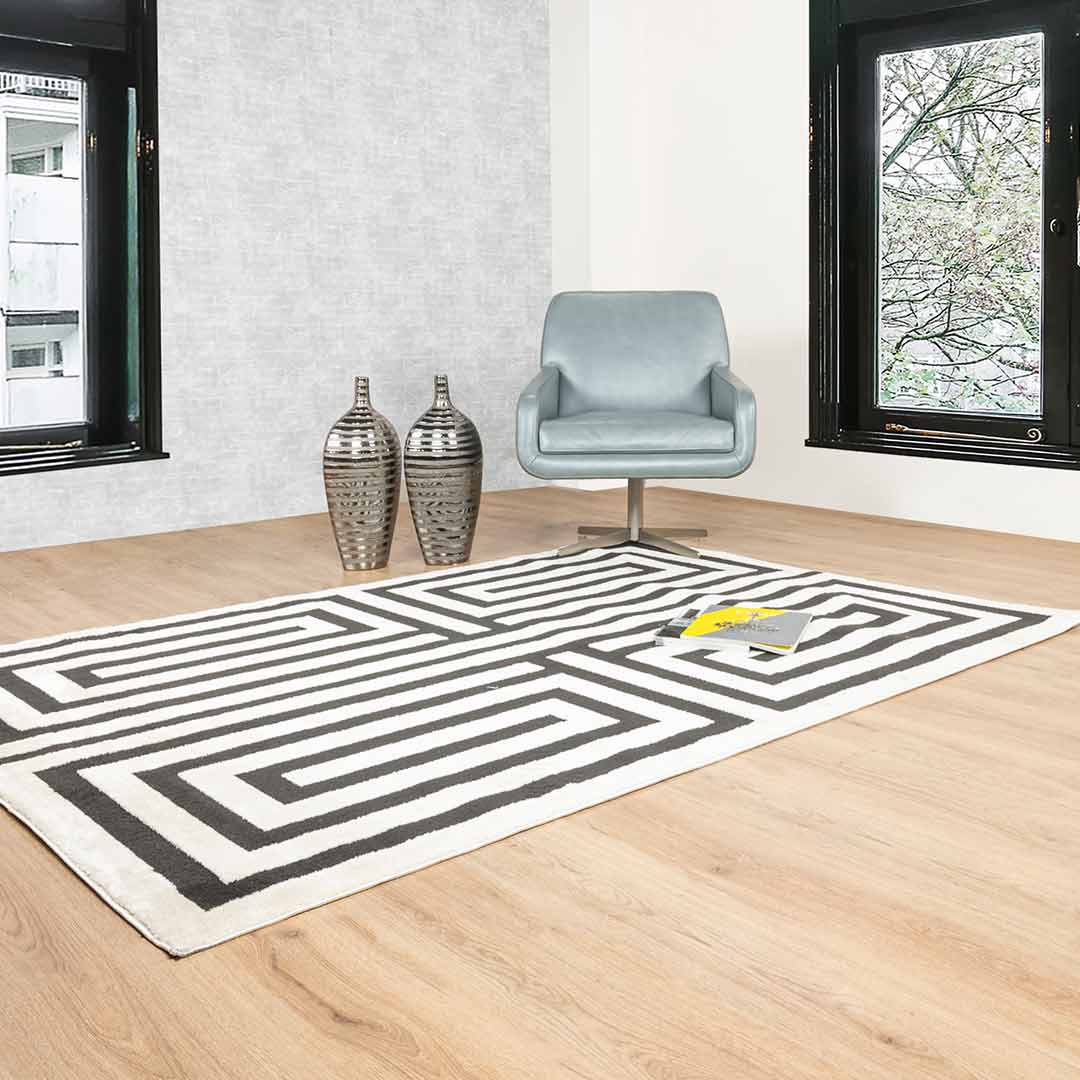 Tapete Decorativo Optika T9043 Crema / Negro – Geométrico · Interior