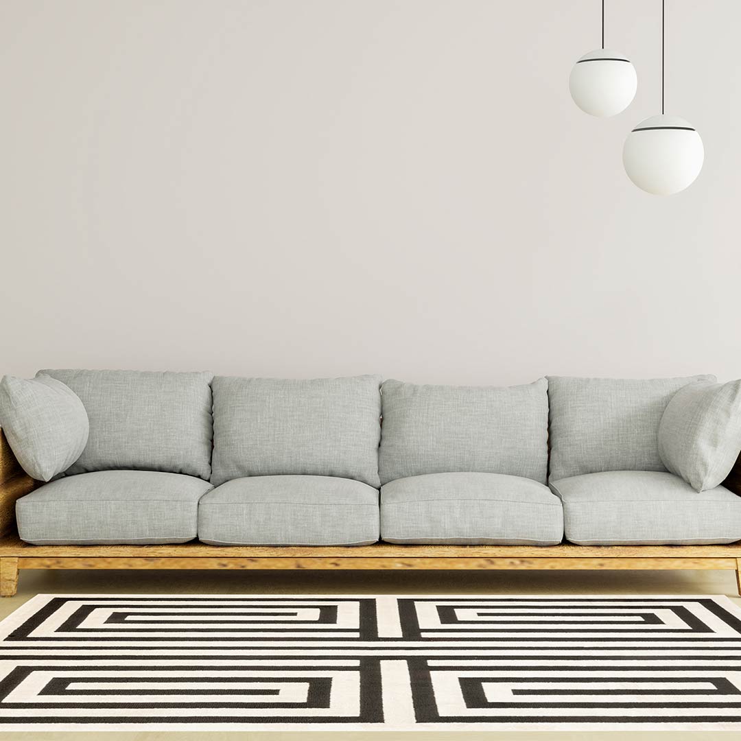 Tapete Decorativo Optika T9043 Crema / Negro – Geométrico · Interior