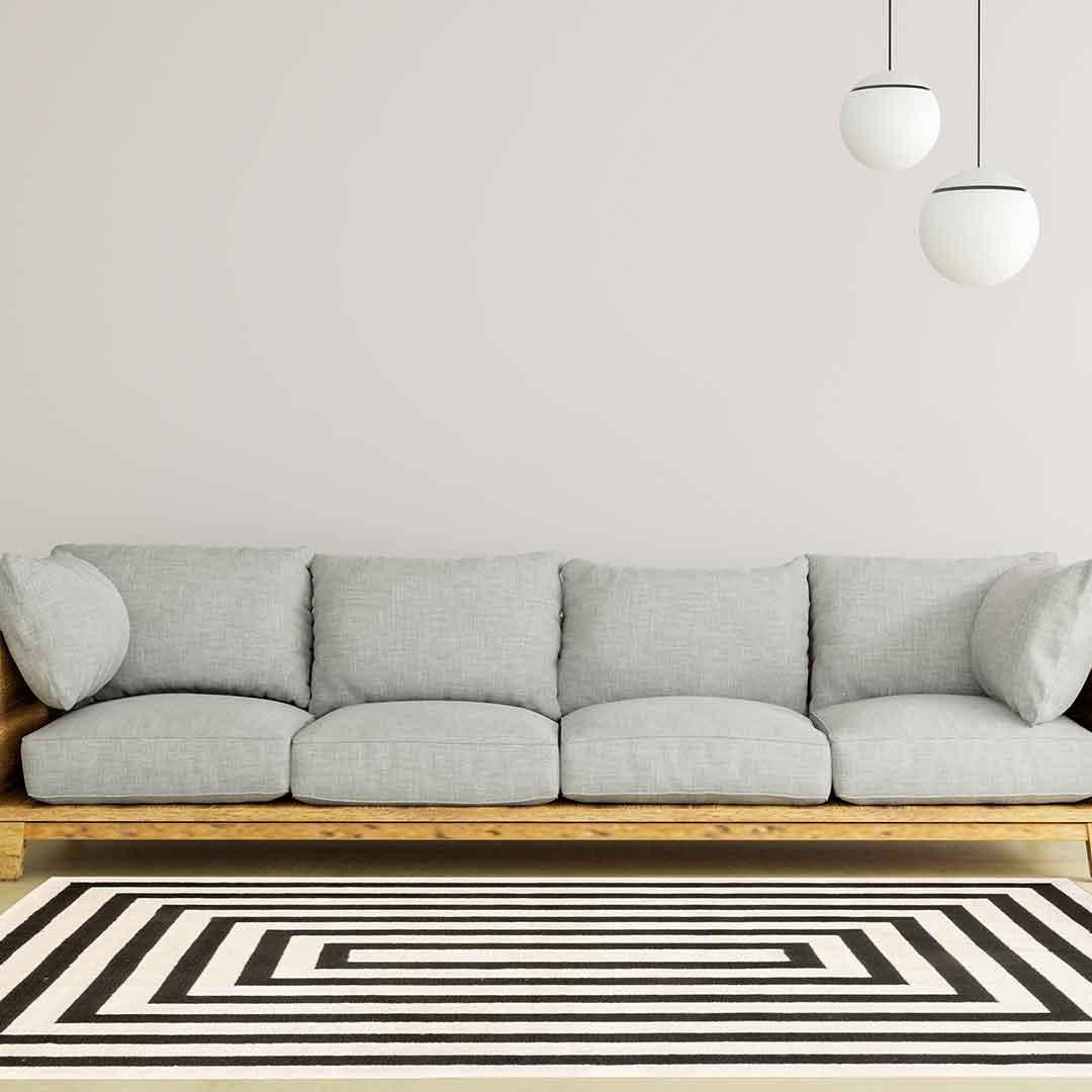 Tapete Decorativo Optika T9045 Crema / Negro – Geométrico · Interior