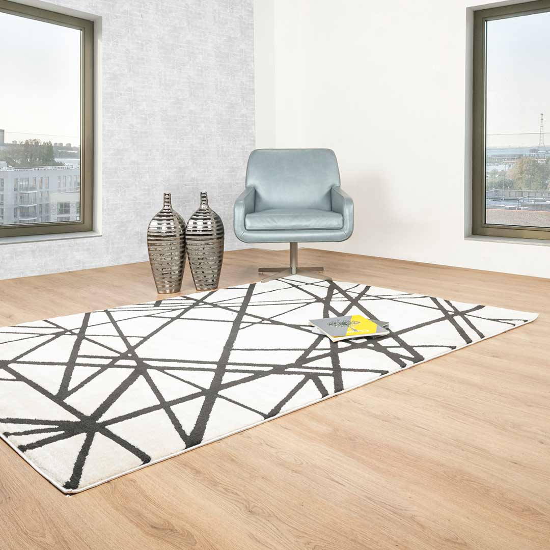 Tapete Decorativo Optika T9047 Crema / Negro – Geométrico · Interior