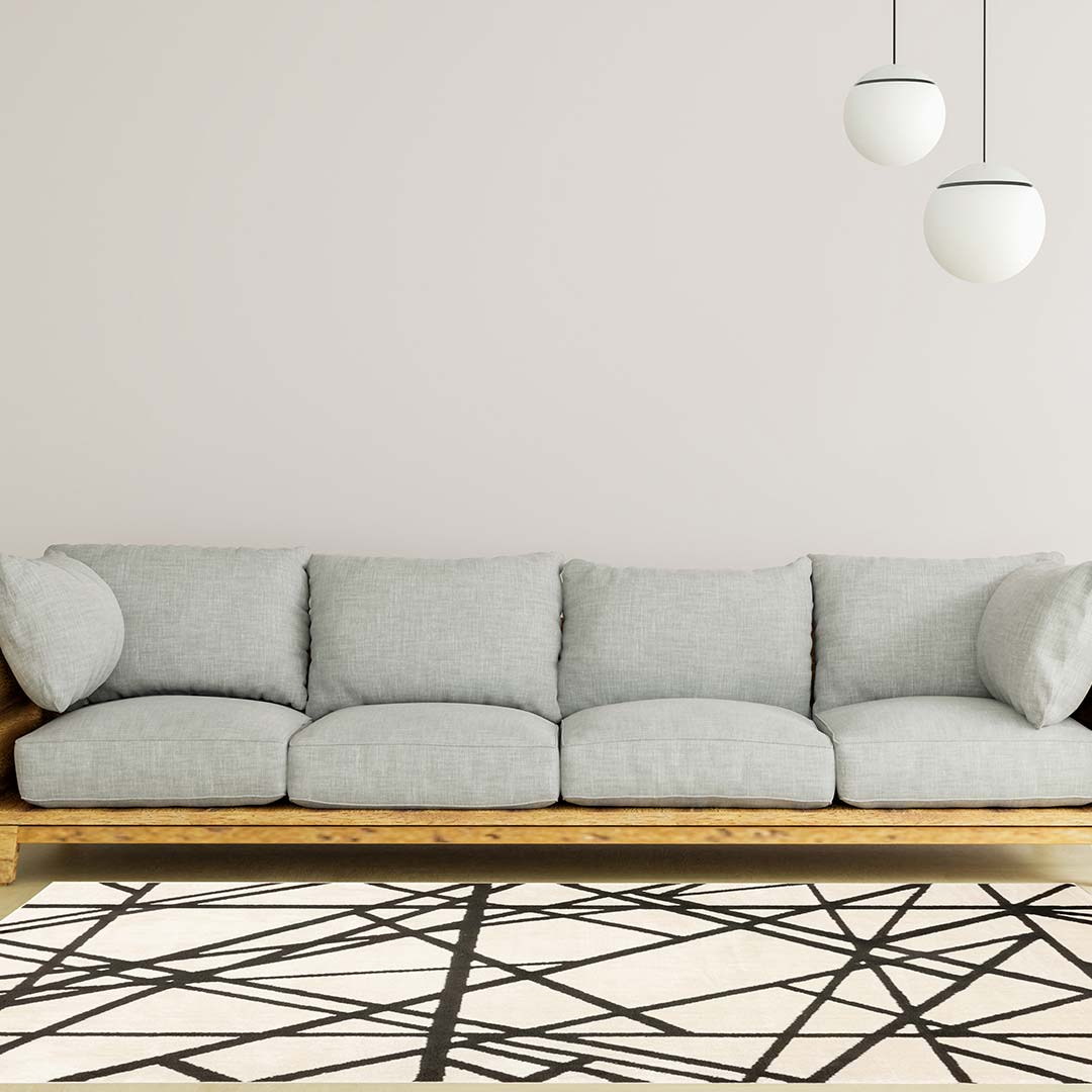 Tapete Decorativo Optika T9047 Crema / Negro – Geométrico · Interior