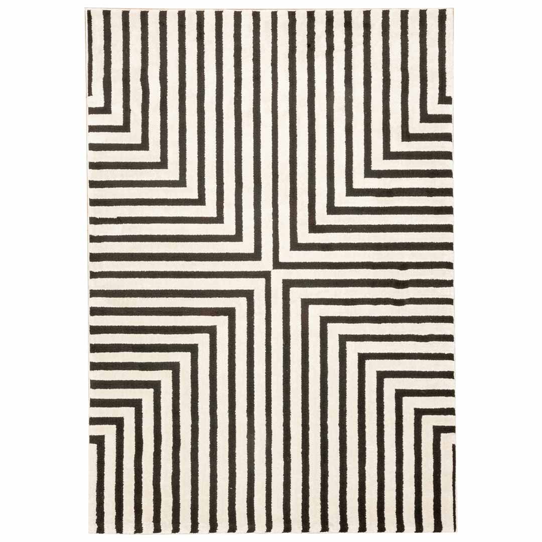 Tapete Decorativo Optika T9048 Crema / Negro – Geométrico · Interior