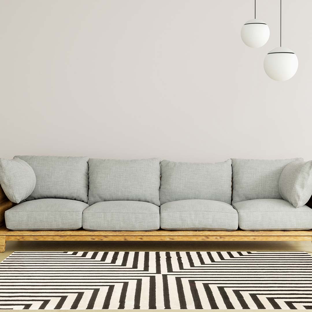 Tapete Decorativo Optika T9048 Crema / Negro – Geométrico · Interior