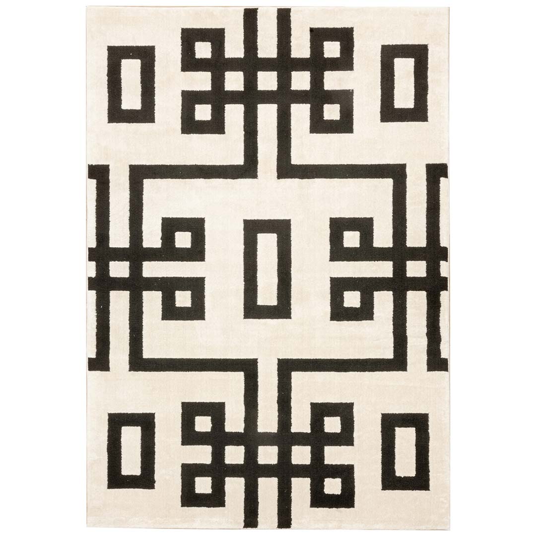 Tapete Decorativo Optika T9049 Crema / Negro – Geométrico · Interior
