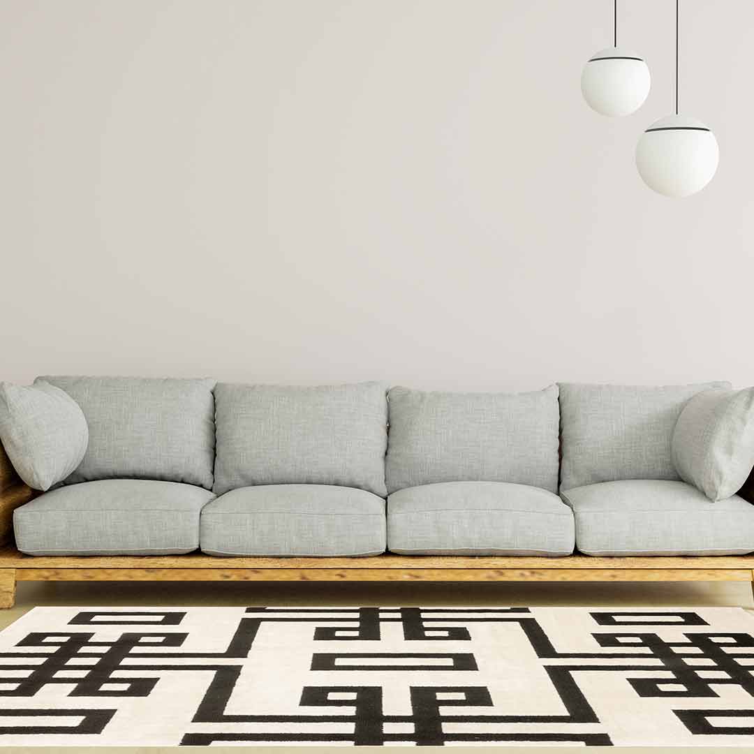 Tapete Decorativo Optika T9049 Crema / Negro – Geométrico · Interior
