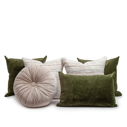 Set 6 Cojines Decorativos A&A Olivo — Serenidad Natural Contemporánea · Interior