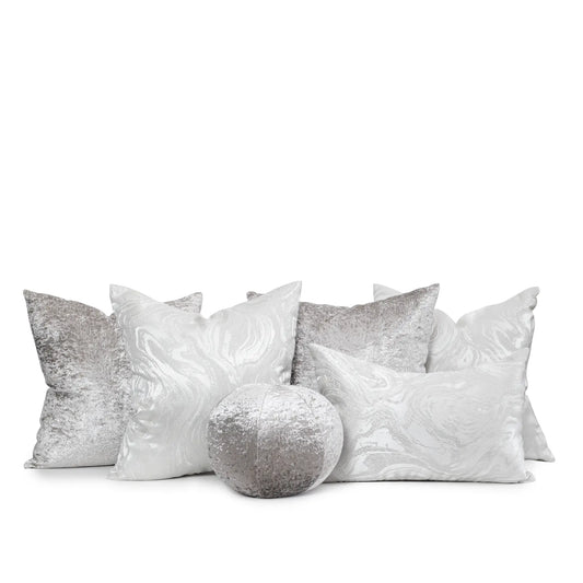 Set 6 Cojines Decorativos A&A Plateado — Sofisticación Metálica Contemporánea · Interior