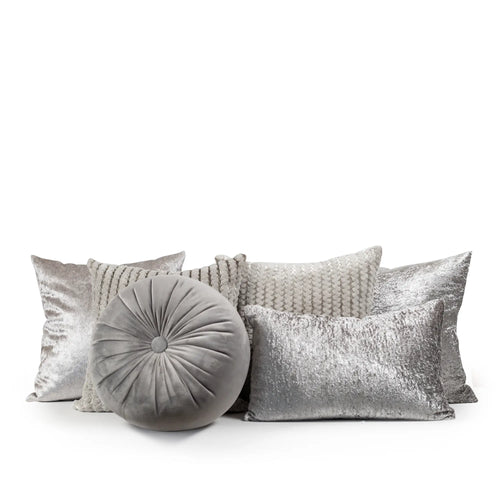 Set 6 Cojines Decorativos A&A Plateado — Elegancia Metálica Contemporánea · Interior
