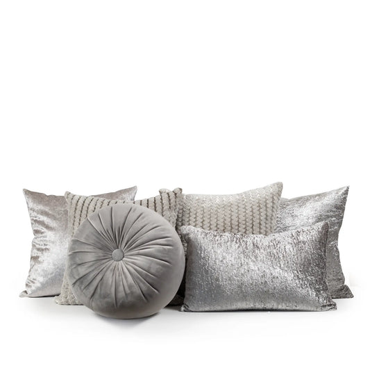 Set 6 Cojines Decorativos A&A Plateado — Elegancia Metálica Contemporánea · Interior