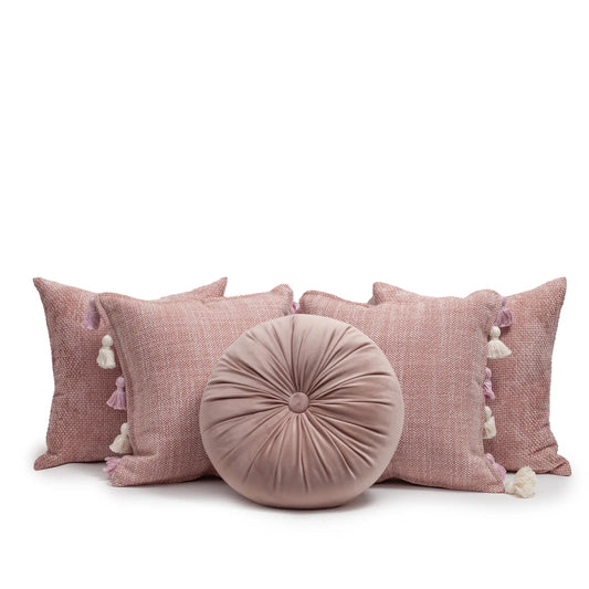 Set 5 Cojines Decorativos A&A Rosa Palo — Calidez Suave y Luminosa · Interior