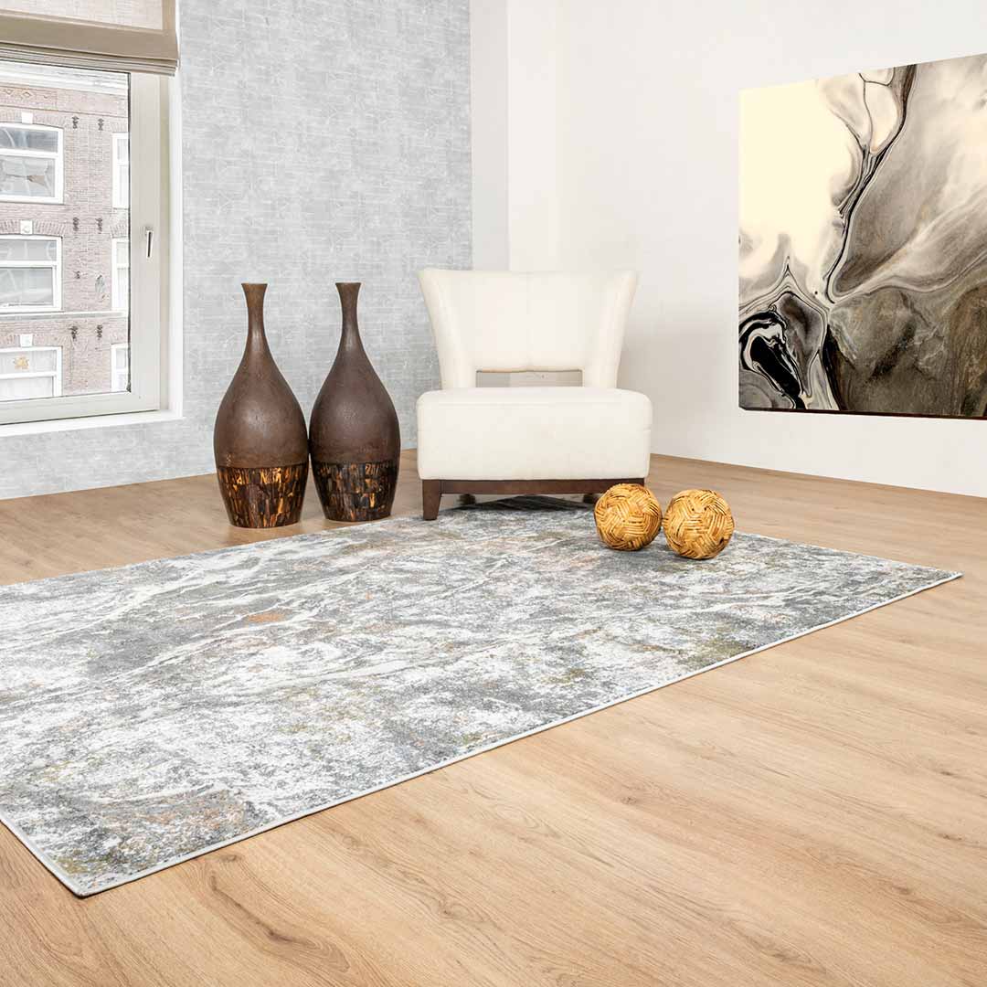 Tapete Decorativo Salim T4049 Gris / Oro / Plata – Abstracto · Interior