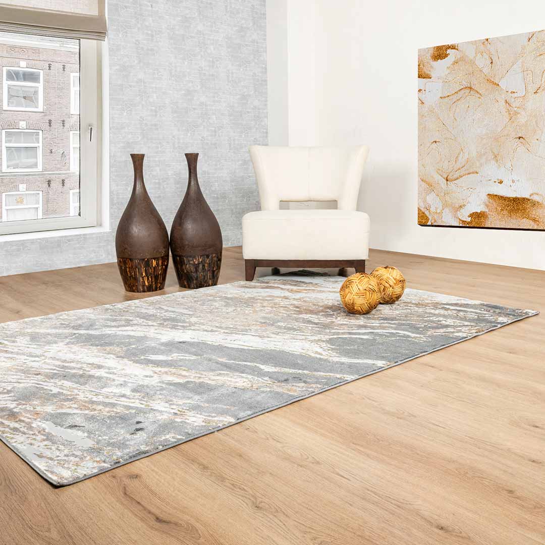 Tapete Decorativo Salim T4050 Gris / Oro – Abstracto · Interior