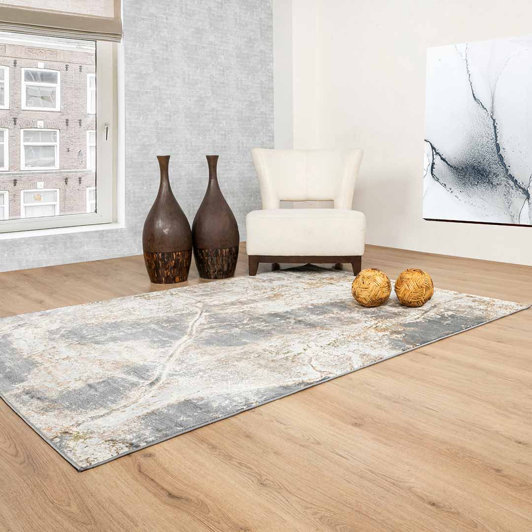 Tapete Decorativo Salim T4051 Gris / Oro – Abstracto · Interior