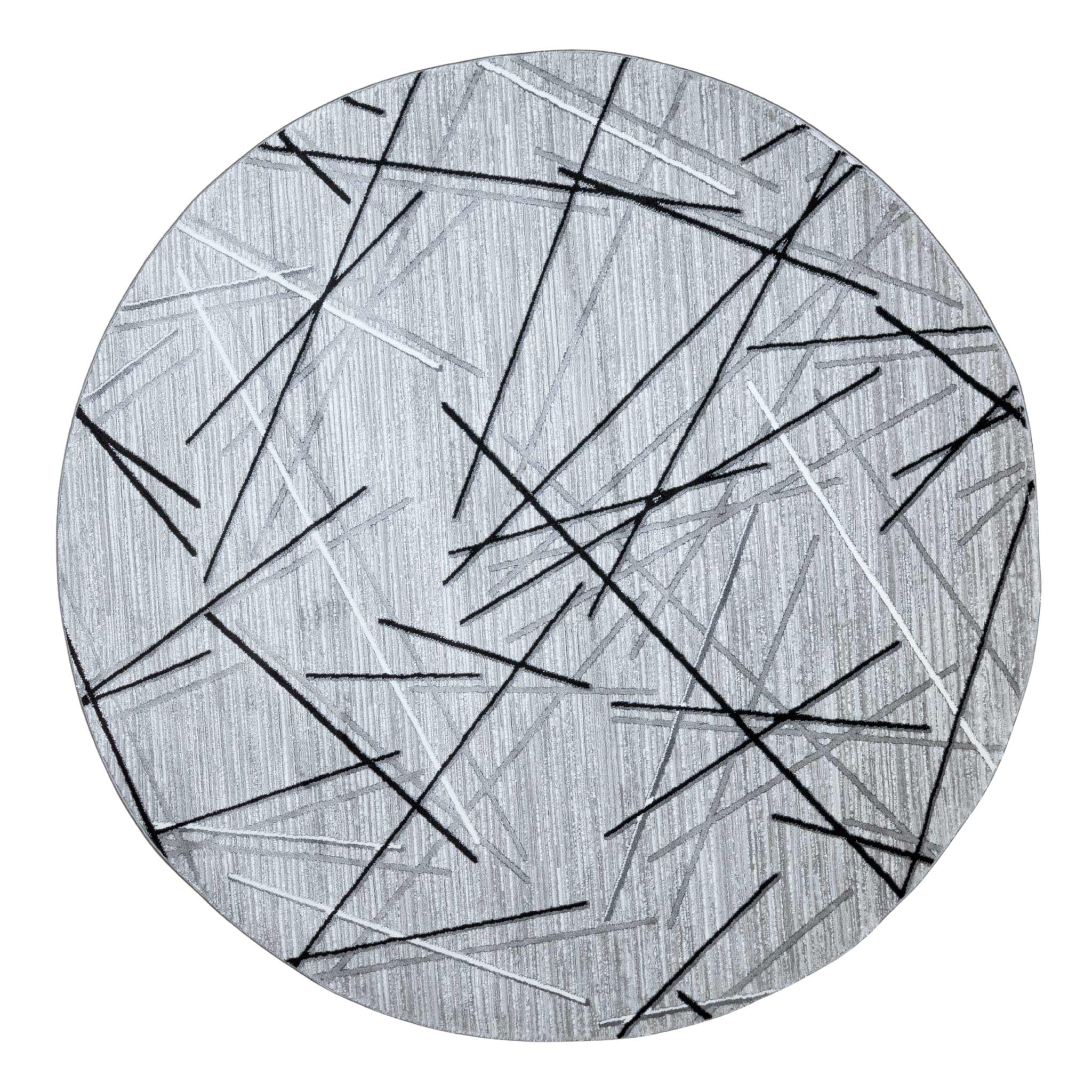 Tapete Redondo Sesia R1001 Gris / Gris – Geométrico · Interior