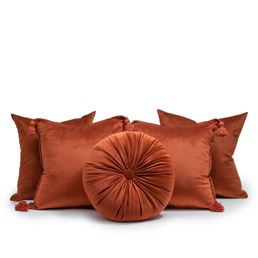 Set 5 Cojines Decorativos A&A Terracota — Calidez Terrosa Contemporánea · Interior