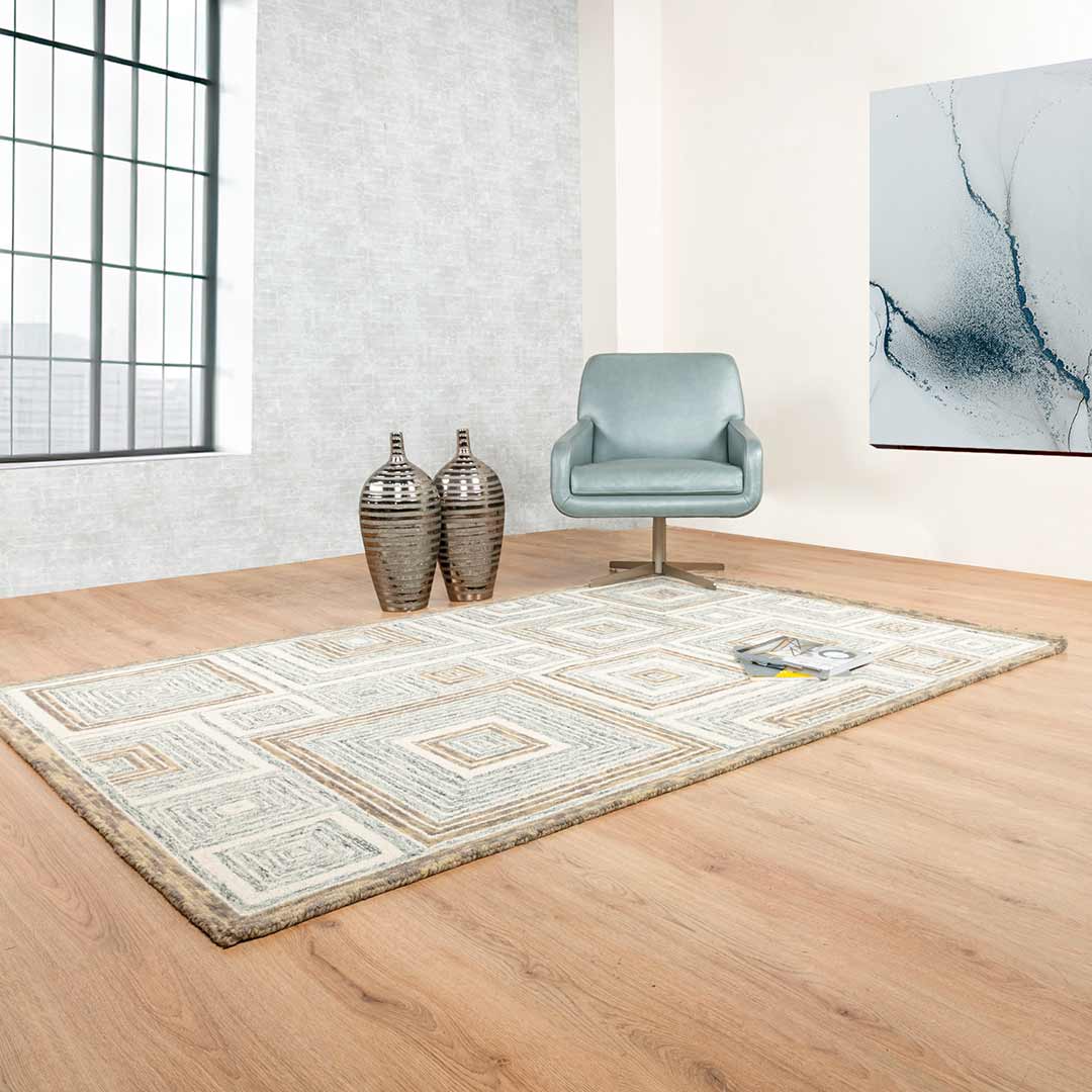 Tapete Decorativo Vani D2002 Beige / Gris – Geométrico · Interior
