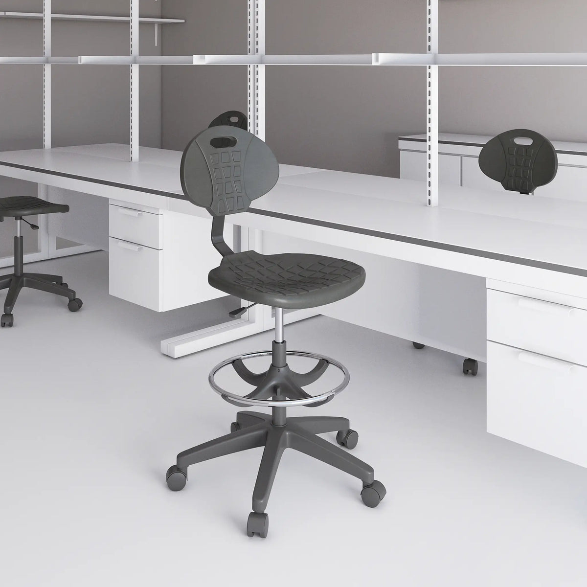 Silla Industrial Heavy Duty OHI-48 Aro Cromado – Confort Elevado y Trabajo Continuo