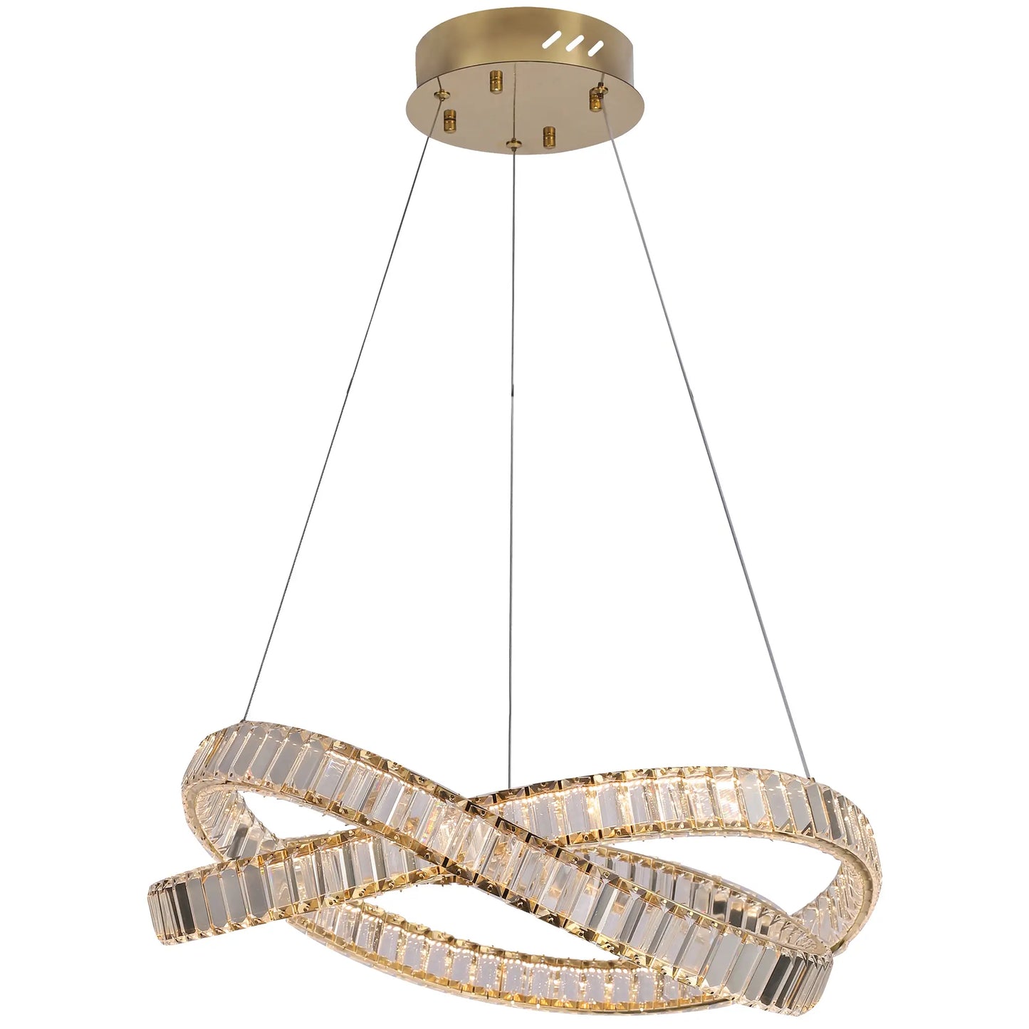 Candil Colgante Moderno CLASSCL00096 – Aro Escultural LED de Cristal en Dorado