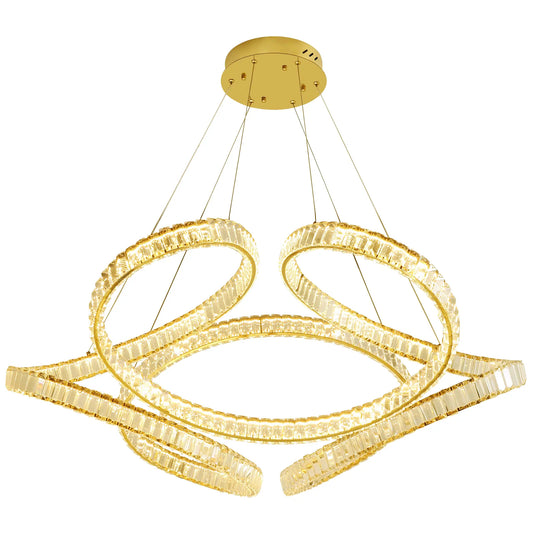 Candil Colgante Moderno CLASSCL00101 – Diseño Escultural LED en Dorado con Cristal