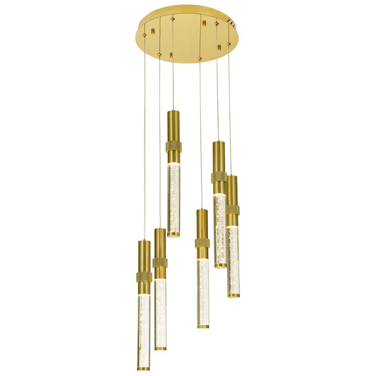 Candil Colgante Moderno CLASSCL00150 – Cilindros LED Suspendidos para Doble Altura en Dorado