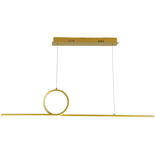 Candil Colgante Minimalista CLASSCL00194 – Barra LED Geométrica con Aro en Dorado