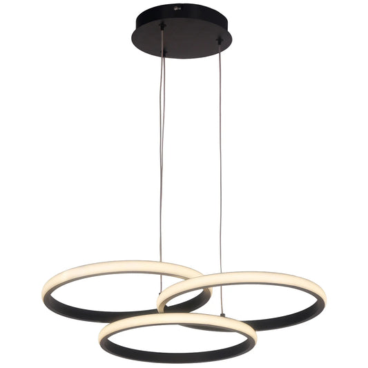 Candil Colgante Minimalista CLASSCL00195 – Aros LED Suspendidos en Negro