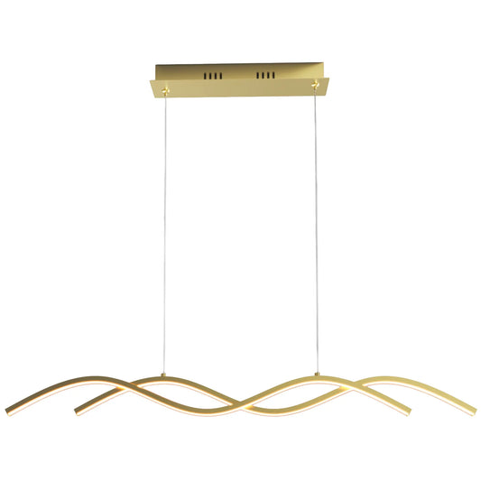 Candil Colgante Minimalista CLASSCL00198 – Líneas Onduladas LED en Acabado Dorado