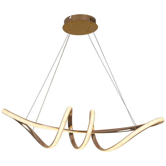 Candil Colgante Minimalista CLASSCL00205 – Diseño Ondulado LED en Dorado