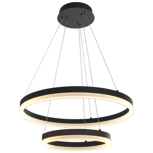 Candil Colgante Minimalista CLASSCL00208 – Doble Aro Circular LED en Acabado Negro
