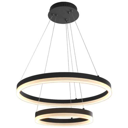 Candil Colgante Minimalista CLASSCL00208 – Doble Aro Circular LED en Acabado Negro