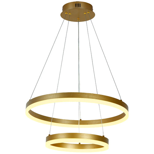 Candil Colgante Minimalista CLASSCL00209 – Doble Aro LED en Acabado Dorado