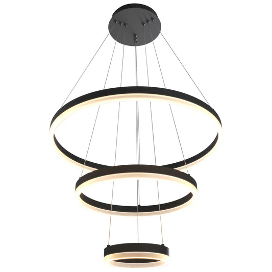 Candil Colgante Minimalista CLASSCL00210 – Triple Aro LED Suspendido en Negro