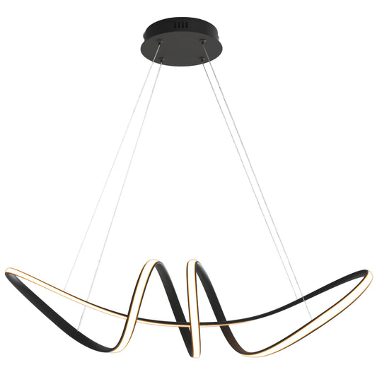 Colgante Minimalista CLASSCL00204 – Diseño Ondulado LED en Negro