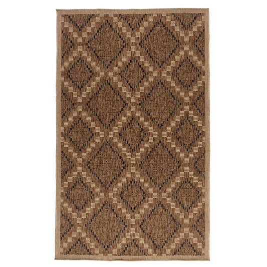 Tapete Decorativo Feizy NIZA 2005R – Geométrico Texturizado Café | Arena Indoor / Outdoor