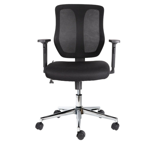 Silla Operativa Wind OHE-55 Negra – Respaldo Alto y Brazos Ajustables en 6 Posiciones