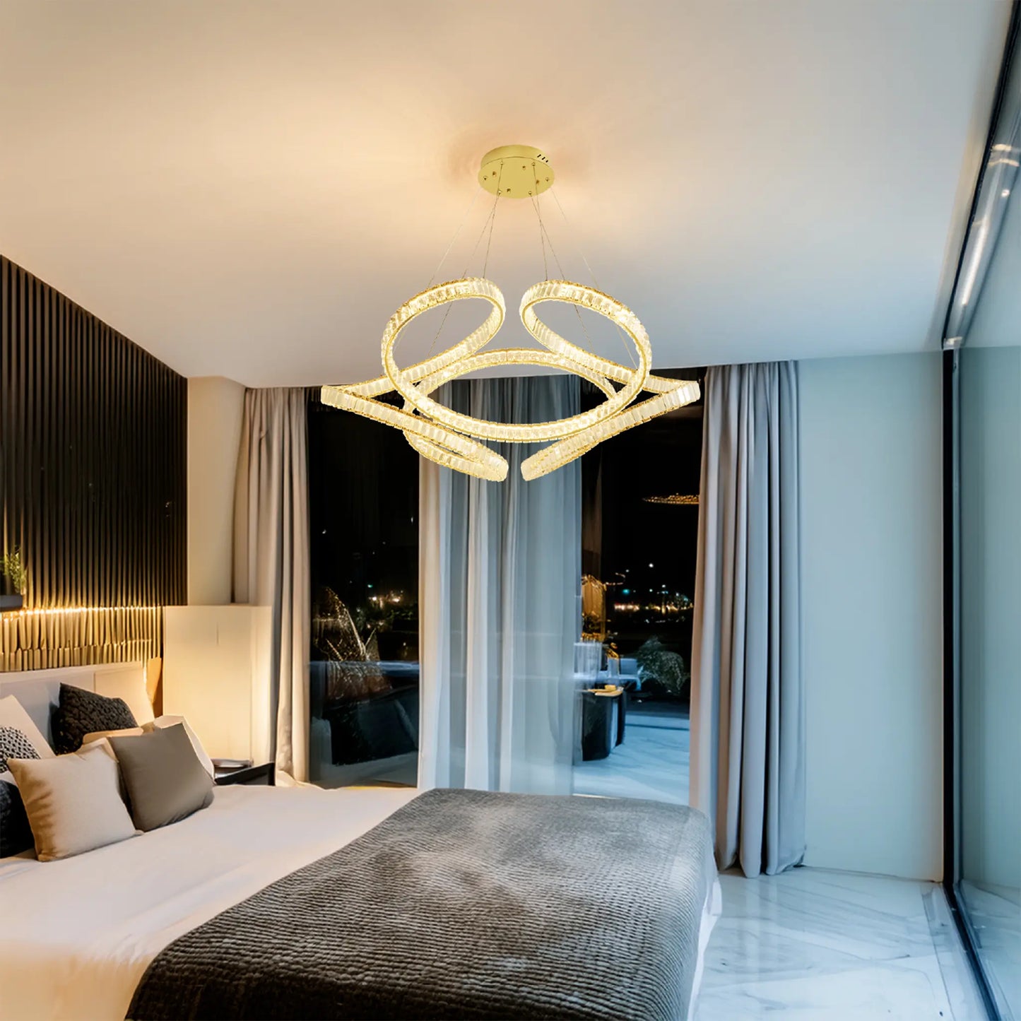 Candil Colgante Moderno CLASSCL00101 – Diseño Escultural LED en Dorado con Cristal