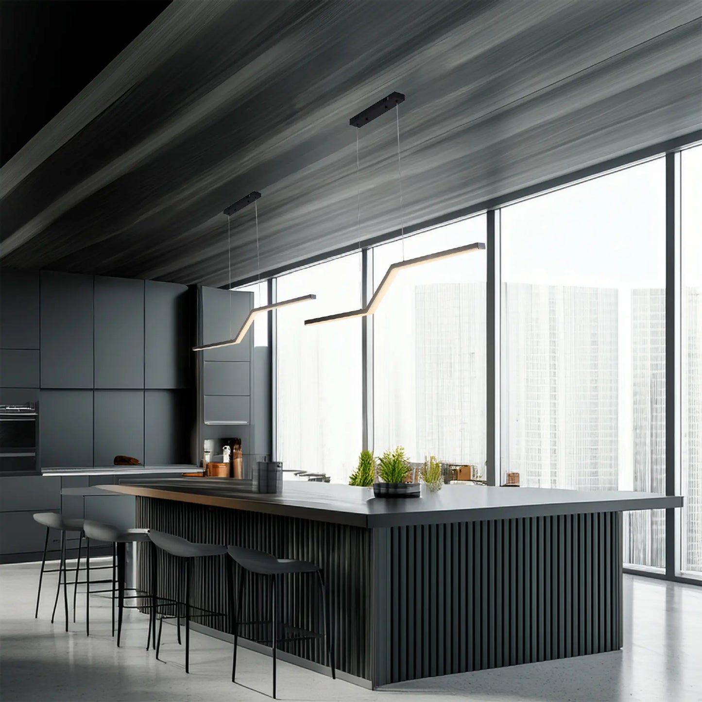 Colgante Minimalista CLASSCL00160 – Diseño Lineal en Negro Mate