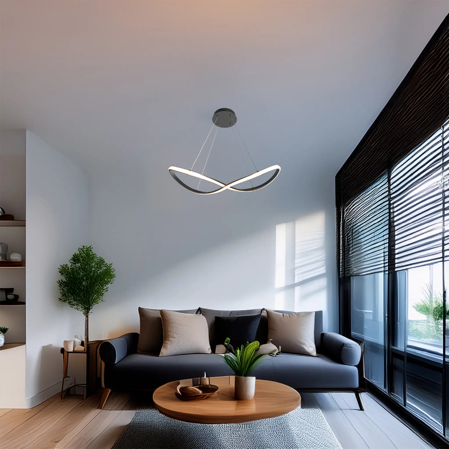 Candil Colgante Moderno CLASSCL00189 – Diseño Orgánico LED en Negro Mate