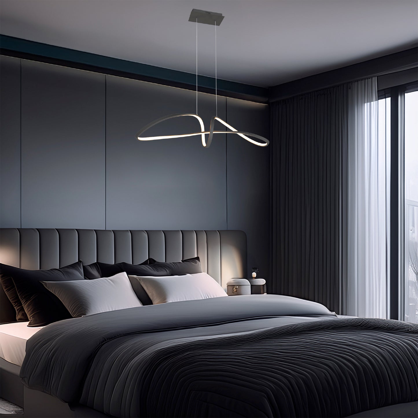 Candil Colgante Moderno CLASSCL00191 – Diseño Orgánico LED en Negro Mate