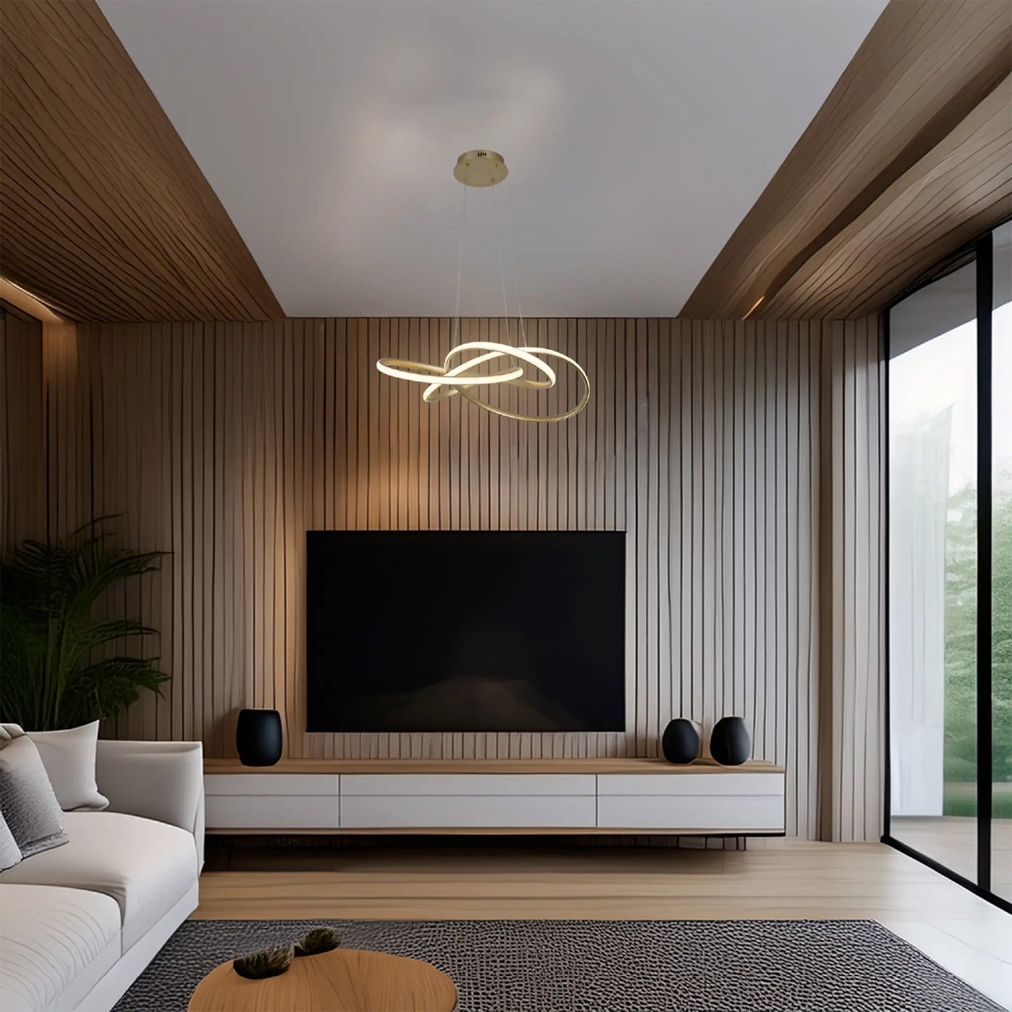 Candil Colgante Minimalista CLASSCL00207 – Diseño Escultórico LED Entrelazado en Acabado Dorado