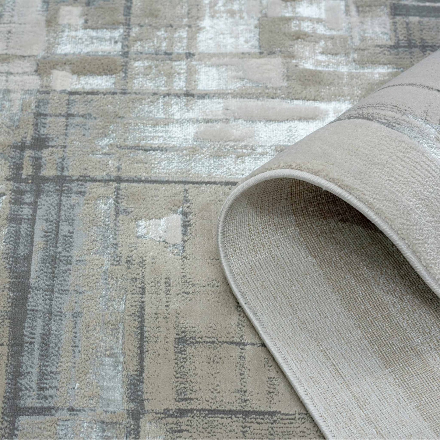 Tapete Decorativo Feizy Nela 1095C – Abstracto Moderno Plata | Taupe