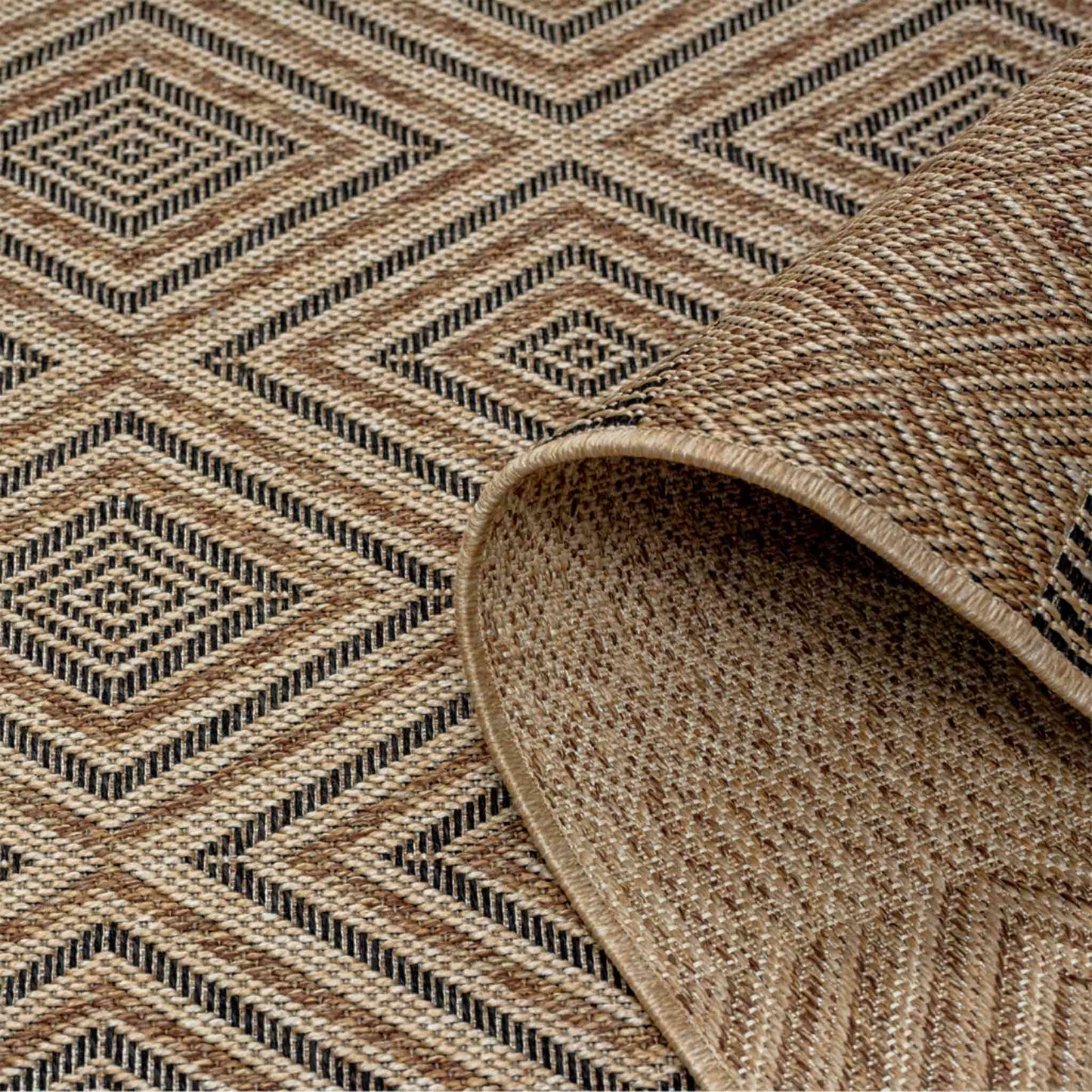 Tapete Decorativo Feizy Niza 2016N – Geométrico Texturizado Café | Arena Indoor / Outdoor