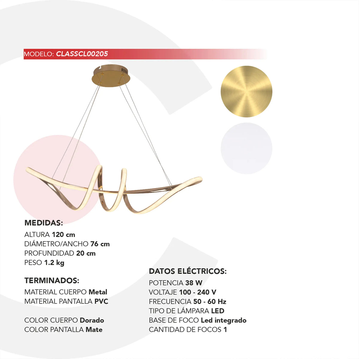 Candil Minimalista CLASSCL00205 Dorado