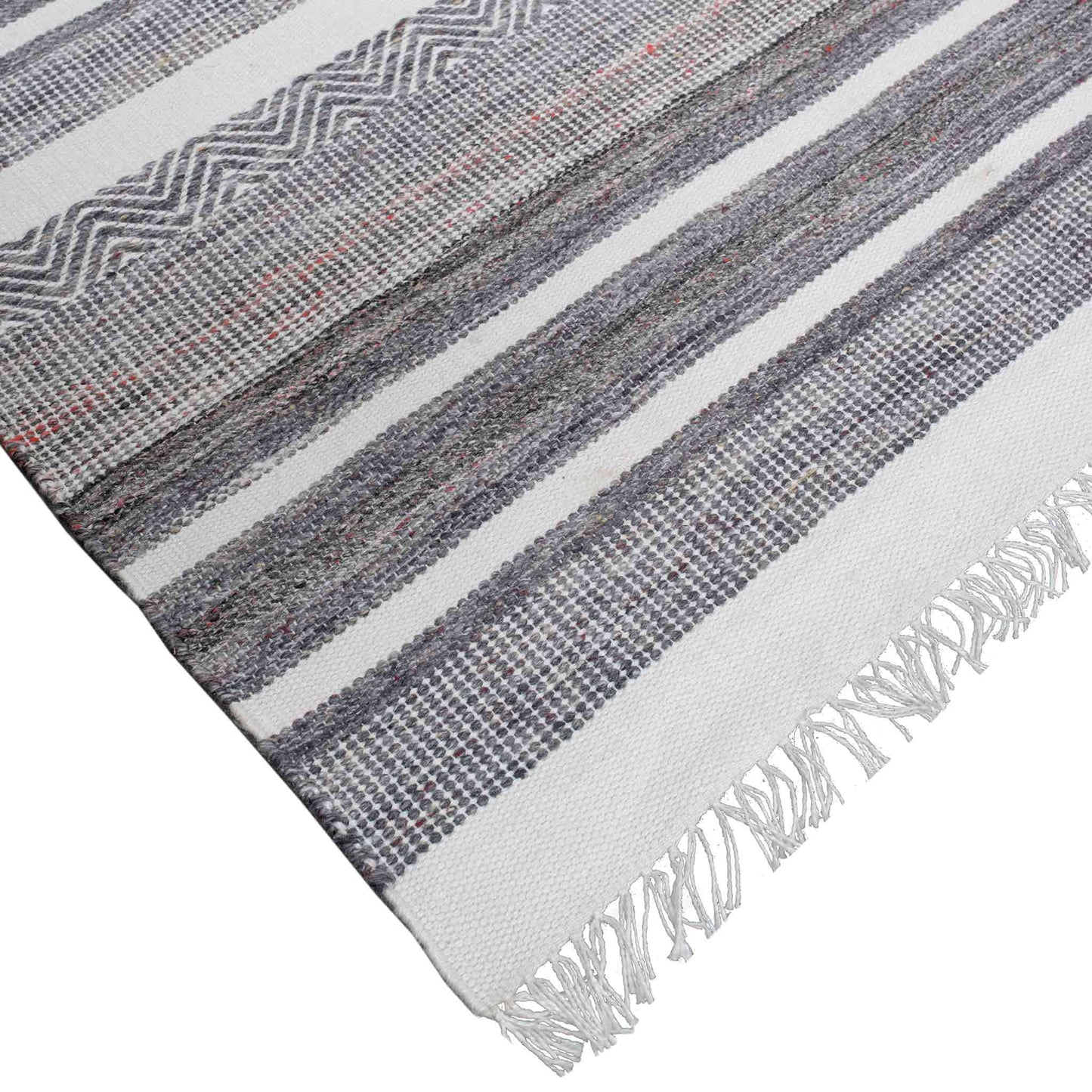 Tapete Decorativo Feizy Laia 109N – Rayas Artesanales Gris | Rojo Indoor / Outdoor