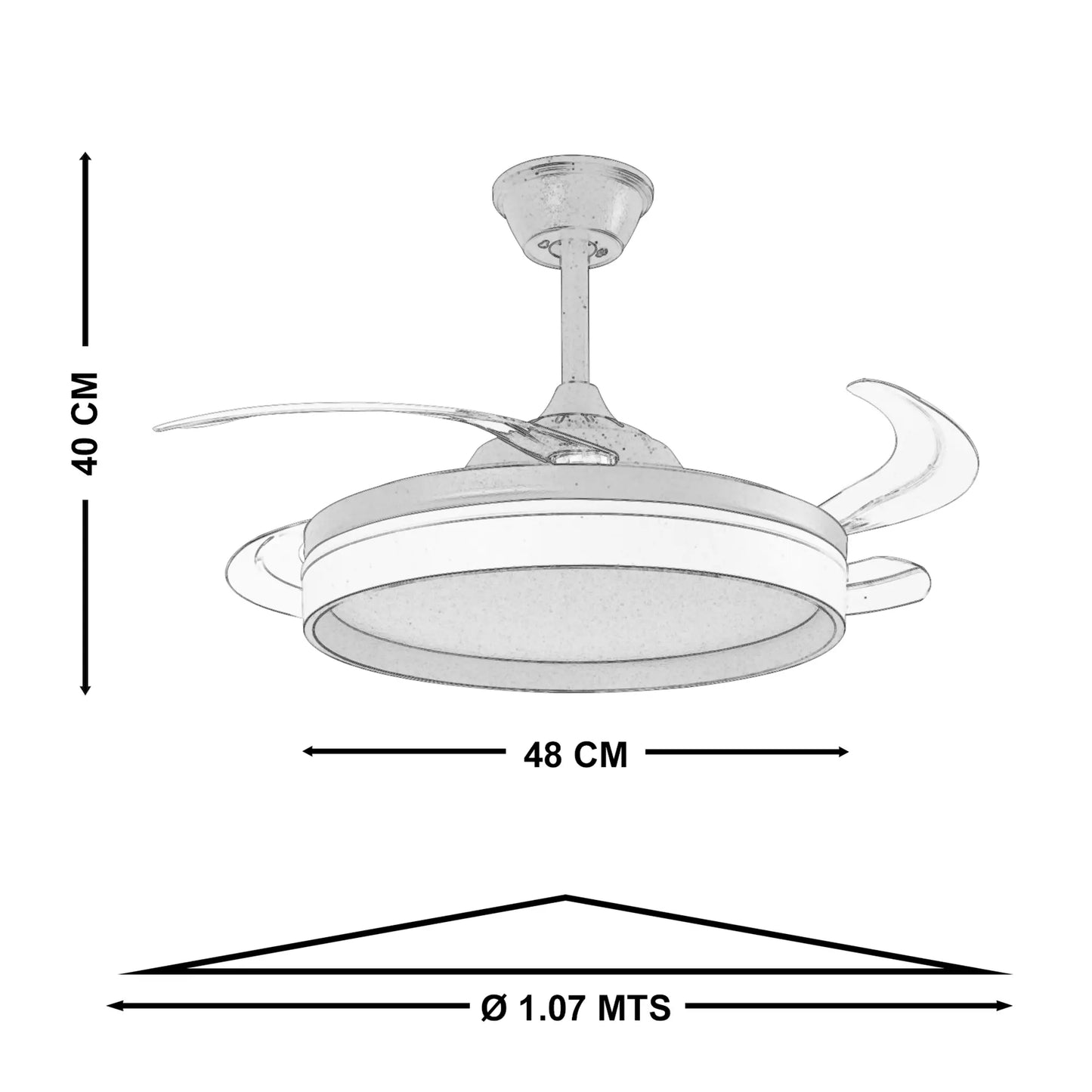 Ventilador Decorativo Moderno FALCON 8006 – Aspas Retráctiles LED con Control Remoto y App