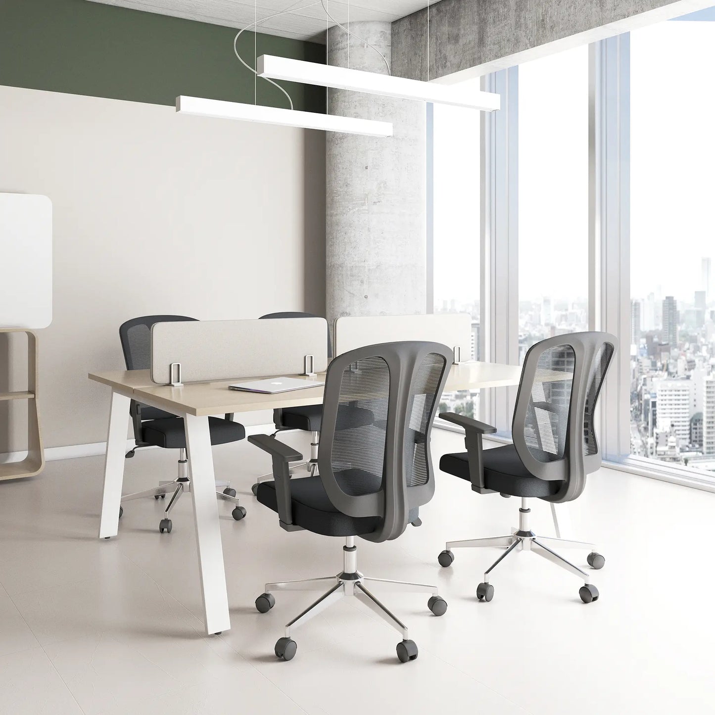 Silla Operativa Wind OHE-55 Negra – Respaldo Alto y Brazos Ajustables en 6 Posiciones