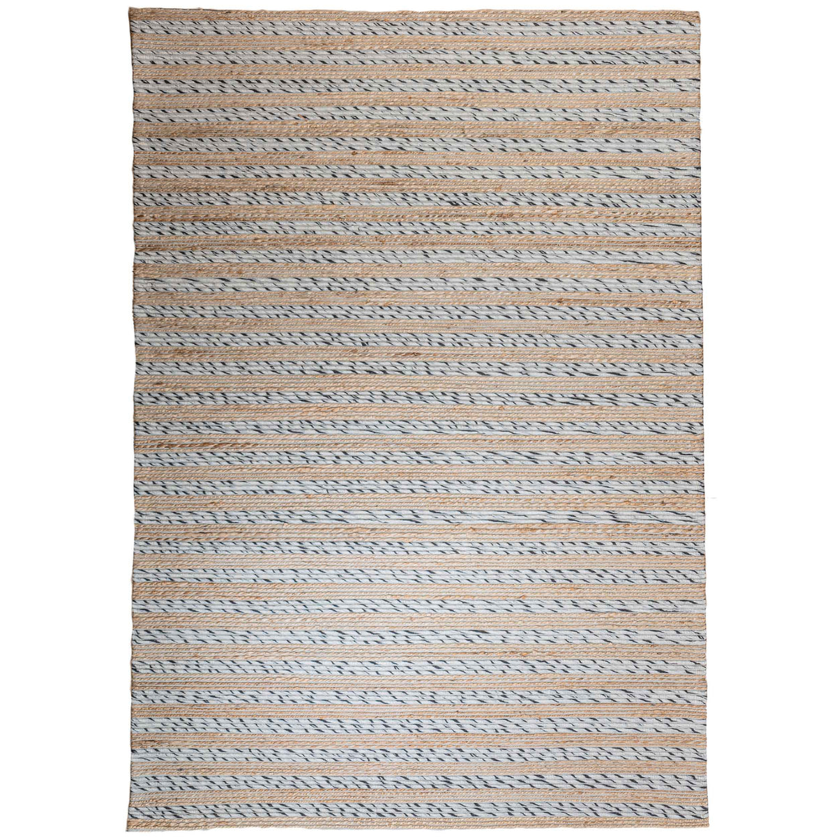 Tapete Decorativo JAYA N8037 - Plata - Yute | Lana | Hilo Sint ( Forro Posterior 100% Algodón - Hecho a Mano - Dorzav