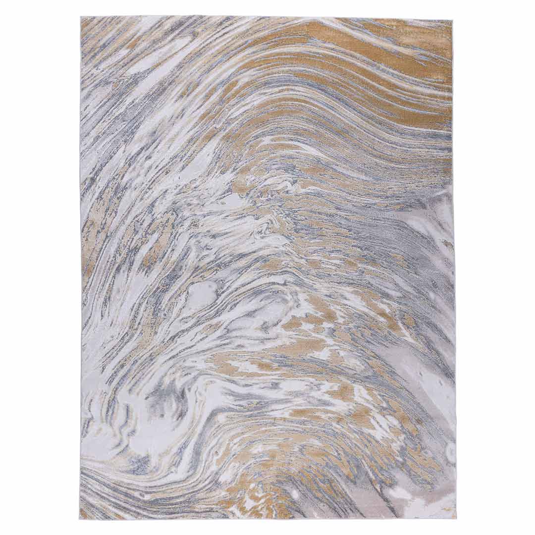Tapete Decorativo Amira 1024C Dorado / Gris – Abstracto · Interior