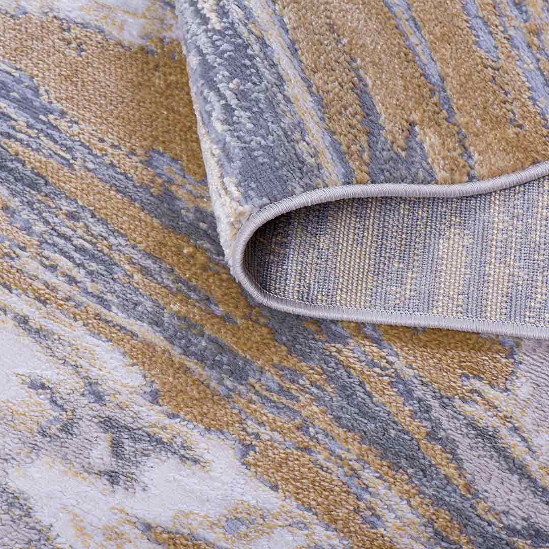 Tapete Decorativo Amira 1024C Dorado / Gris – Abstracto · Interior