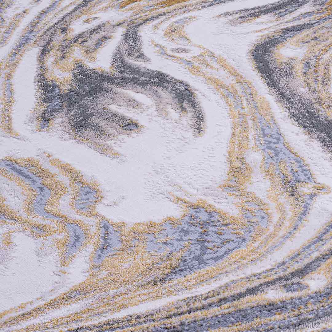 Tapete Decorativo Amira 1024C Dorado / Gris – Abstracto · Interior